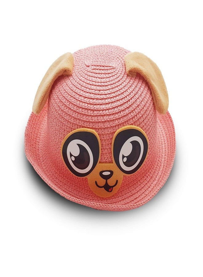 VRITRAZ Kids Hat, Summer Fashion Straw Bucket Cap, Suitable for 3-12 Years (Puppy Pink) - Image 2